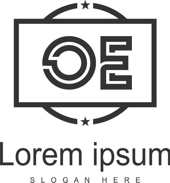 带有现代框架的OE首字母标志模板图片下载
