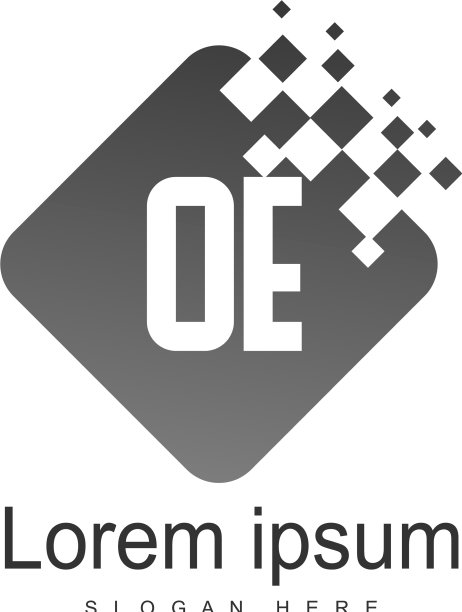 带有现代框架的OE首字母标志模板图片下载