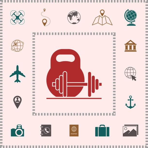 壶铃和杠铃图标元素为您图片下载