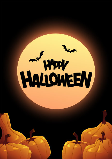 桔黄色背景的南瓜秋日快乐图片下载