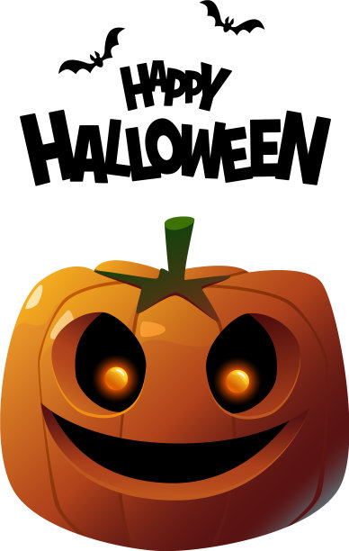 万圣节快乐可爱的南瓜在白色的背景图片下载