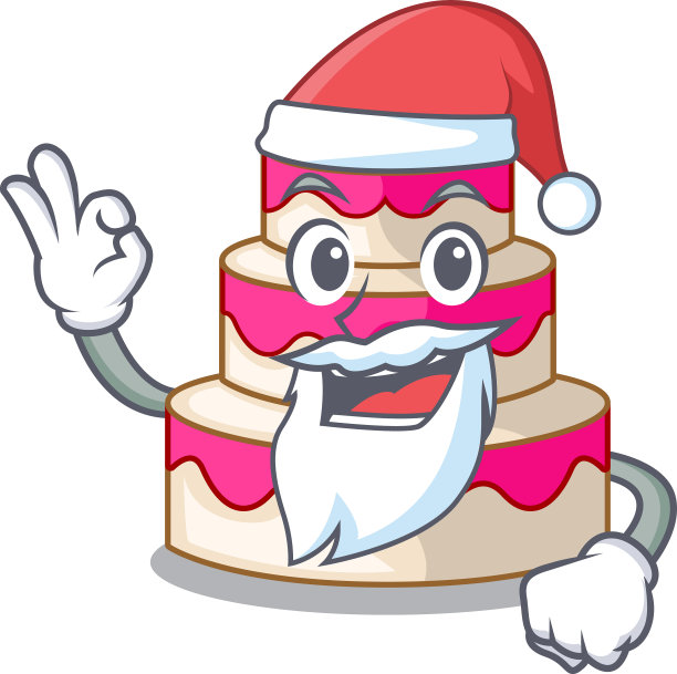 圣诞老人婚礼蛋糕与吉祥物隔离图片下载