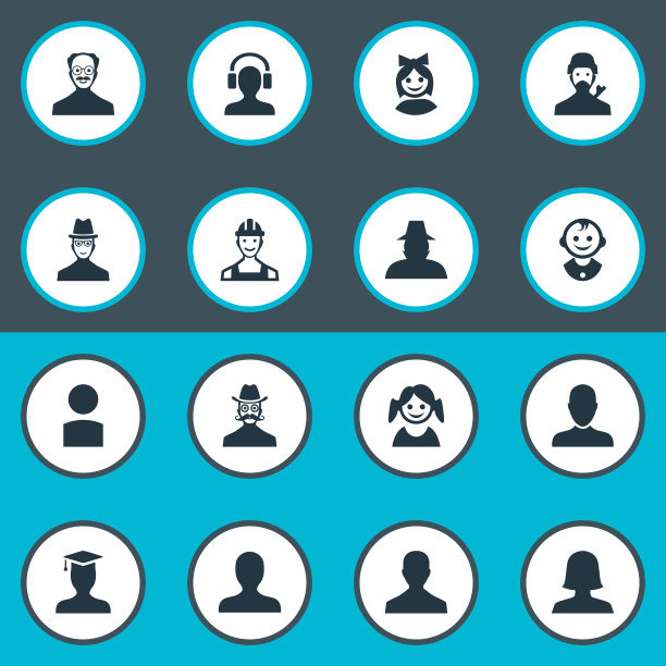 一组简单的成员图标图片下载