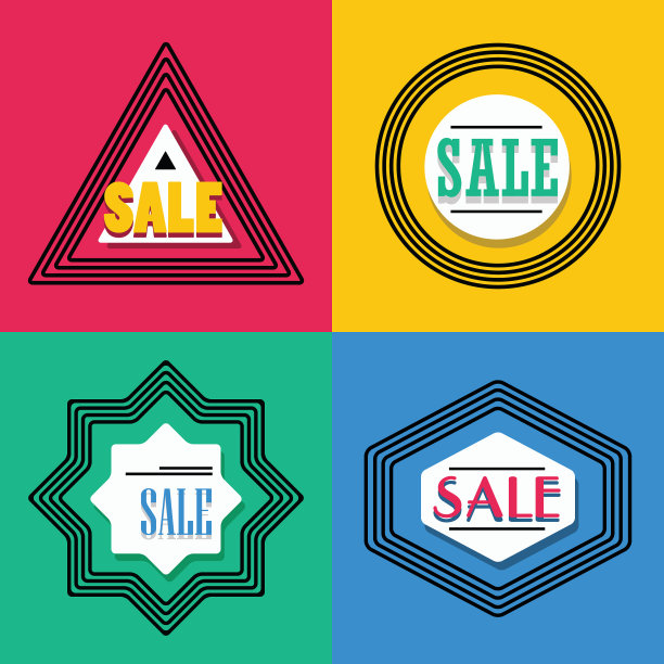 几何线形状的销售标志图标集图片下载