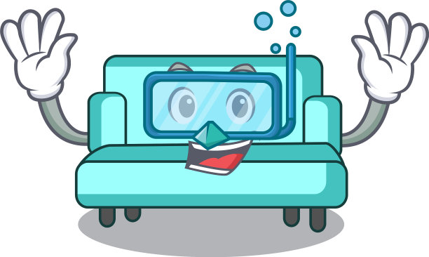 潜水沙发人物卡通风格图片下载