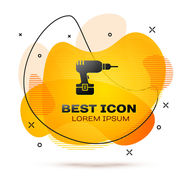 黑色钻机图标隔离在白色上图片下载