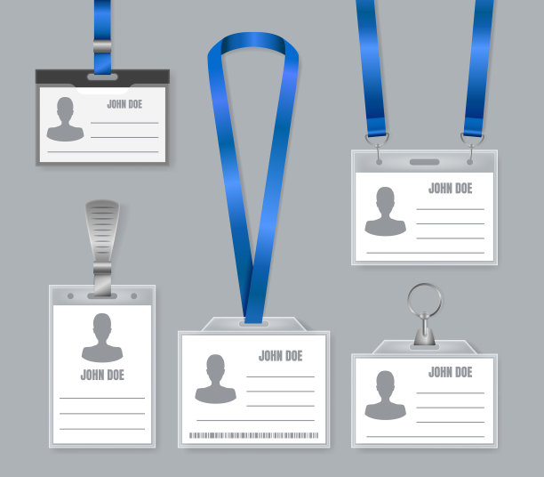 逼真详细的3d塑料徽章id集图片下载