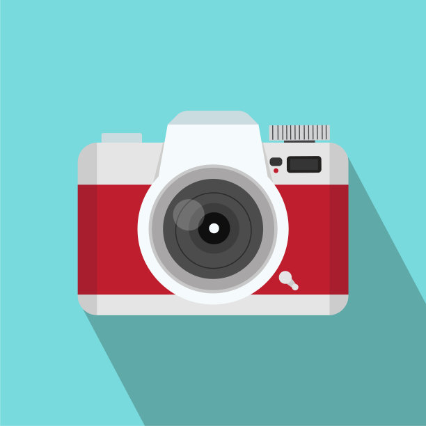 红色相机平板风格与长阴影图片下载