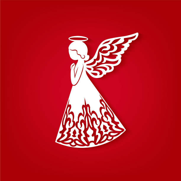 圣诞贺卡上有天使装饰的翅膀图片下载