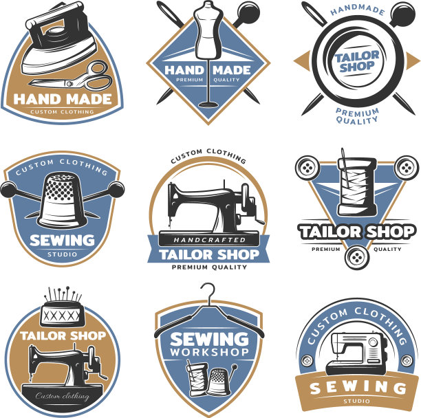 彩色缝纫标签套装图片下载