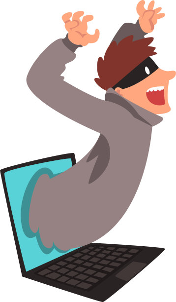 戴面具的黑客从笔记本电脑屏幕上出来图片下载