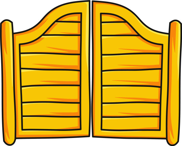 木制大门，以沙龙酒吧孤立白色图片下载