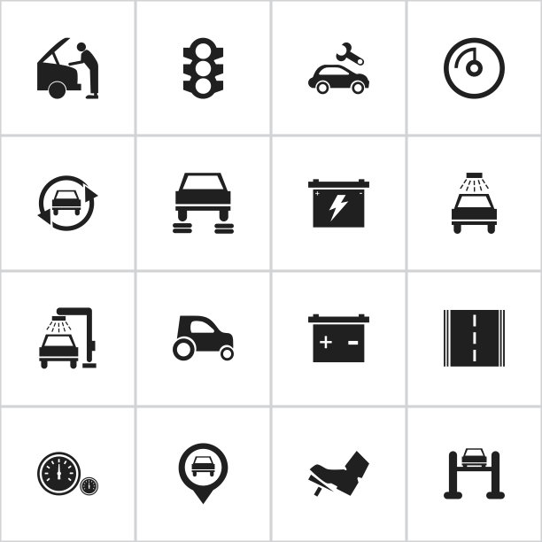 一组16可编辑的交通图标包括符号图片下载