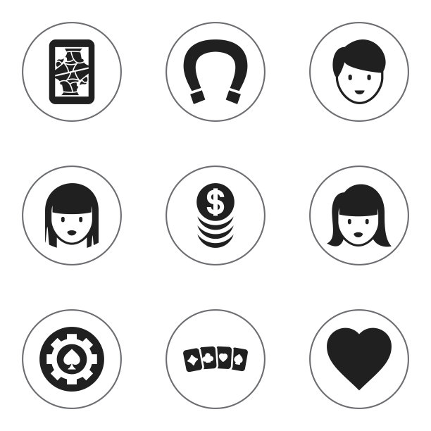 一套9可编辑的赌博图标包括符号图片下载