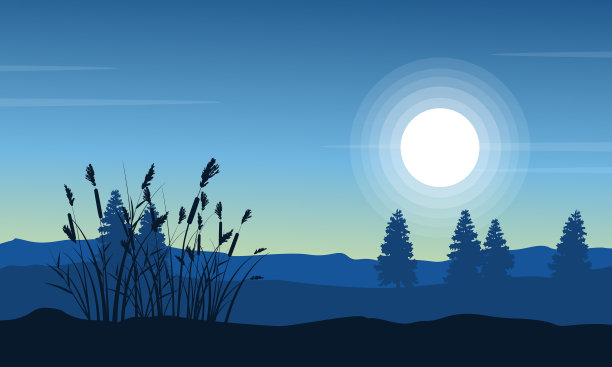 沙漠景观上粗糙草的剪影图片下载