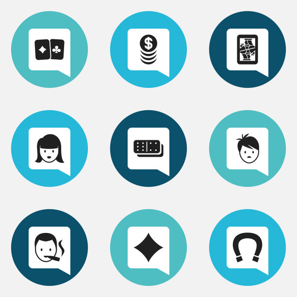 一套9可编辑的赌场图标包括符号图片下载