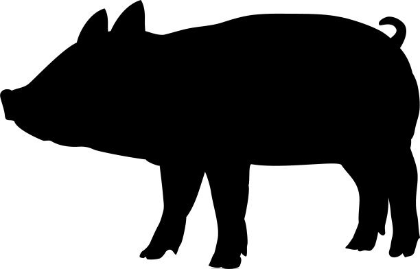 猪宝宝猪农场哺乳动物黑色剪影图片下载