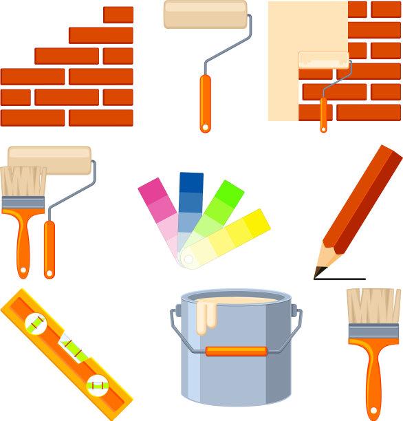 彩色卡通9墙重新上色元素集图片下载