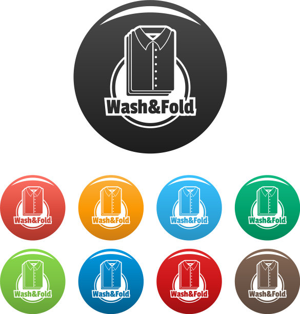 洗衣衬衫的洗和折叠图标设置颜色图片下载