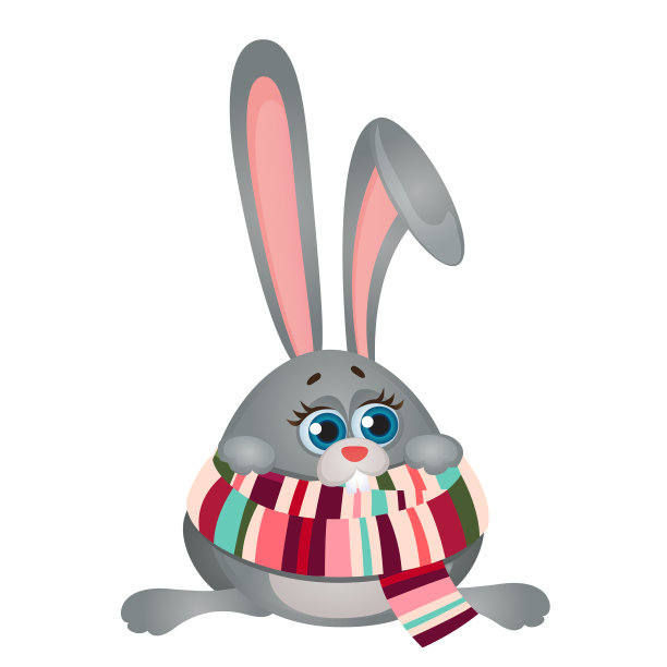 可爱的冷冻卡通，可怜的条纹兔图片下载