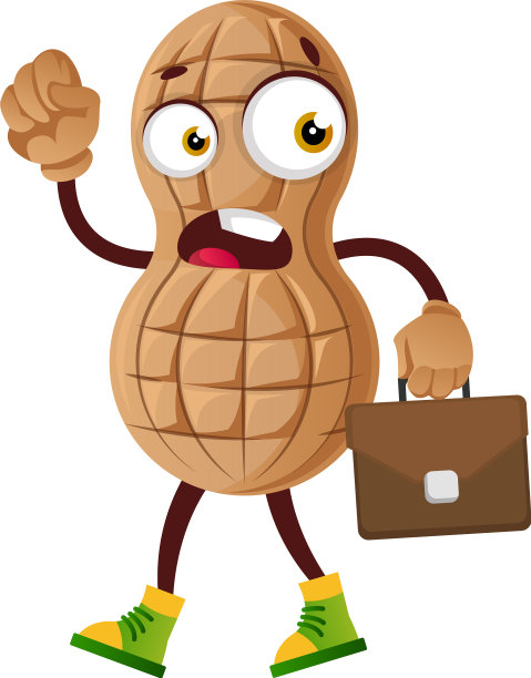 花生走在白色的背景下，公文包图片下载