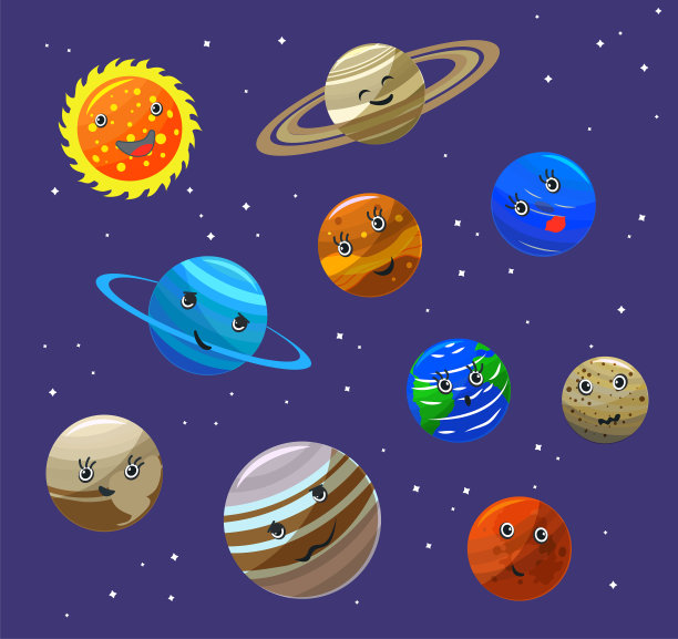 太阳系行星和太阳角色集合图片下载