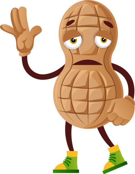 花生在白色的背景上感觉疲惫图片下载