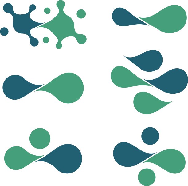 孤立的蓝色和绿松石抽象标志图片下载