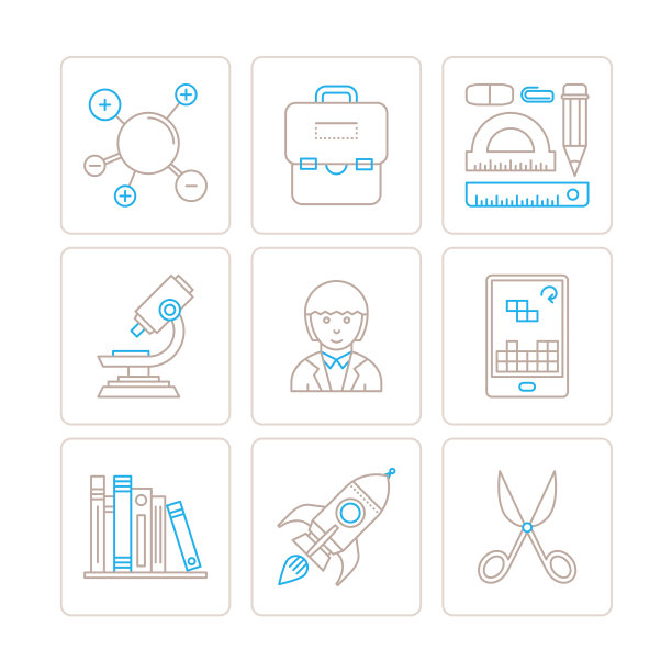 一套教育图标和概念在单薄图片下载