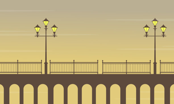 桥上街灯的风景图片下载