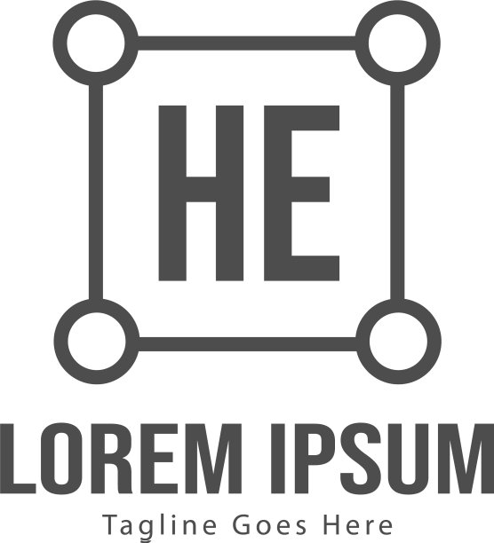 带有现代框架的HE字母logo图片下载
