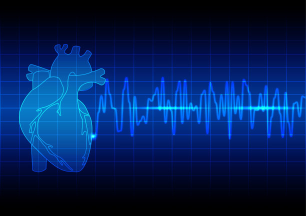 蓝色背景下的心电图图片下载