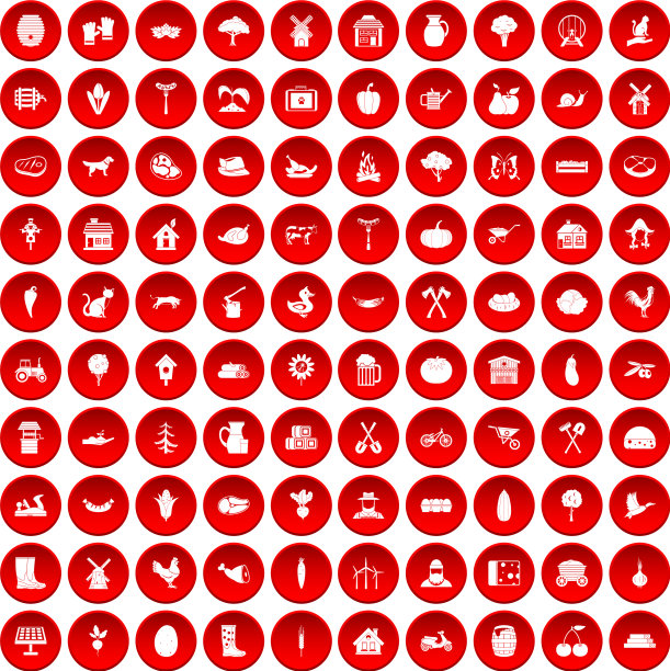 100个农场图标设置为红色图片下载