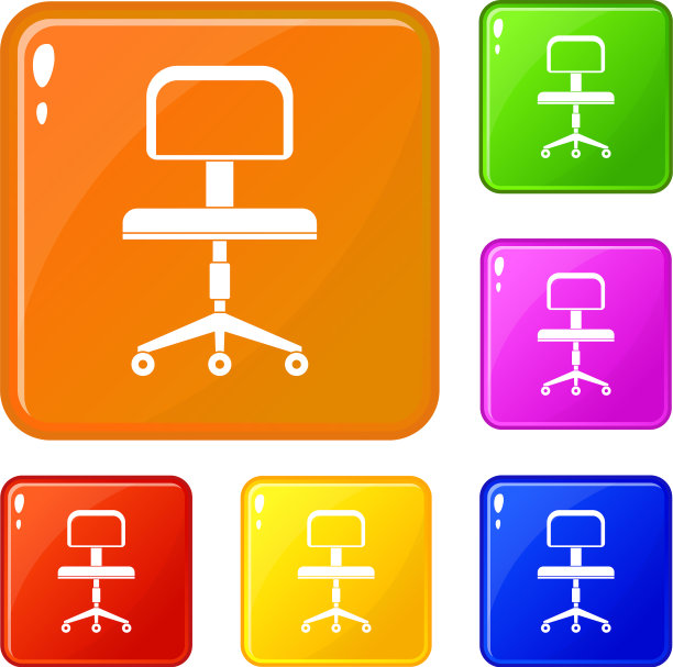 办公室椅子与轮子图标设置颜色图片下载