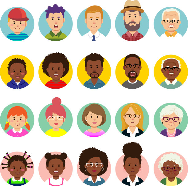 一组人脸，头像，人头图片下载