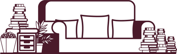 剪影客厅与沙发和堆叠图片下载