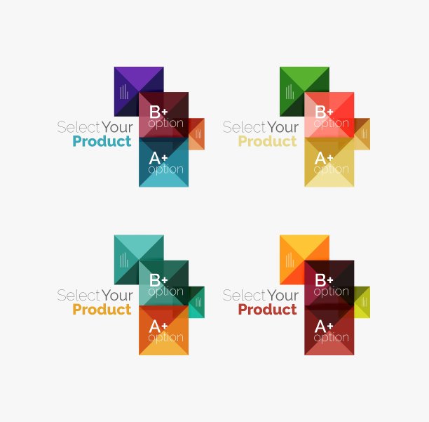 一组正方形抽象背景或信息图图片下载