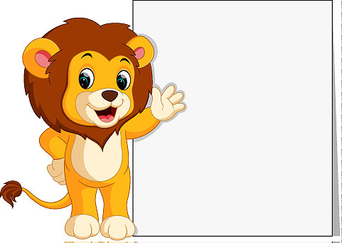 可爱的狮子与空白标志图片下载