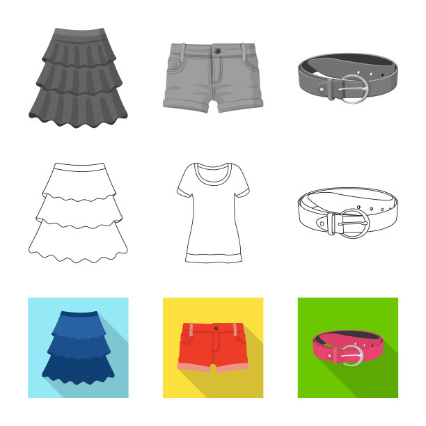 孤立对象的妇女和服装标志集图片下载