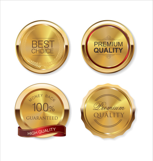 一套金色的金属徽章图片下载