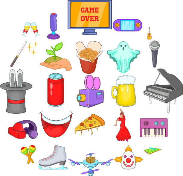 音乐表演图标设置卡通风格图片下载