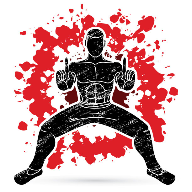 一名男子摆出功夫格斗动作图形图片下载