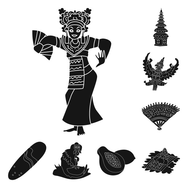 传统和岛屿图标集的设计图片下载