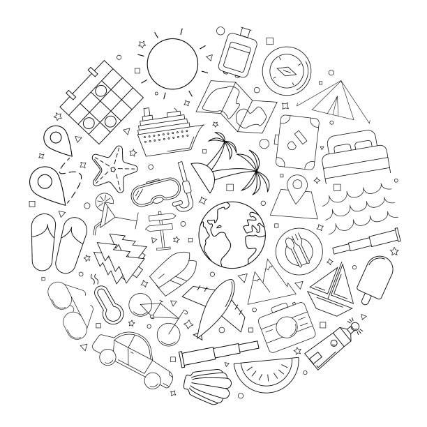 旅行圈背景线图标图片下载