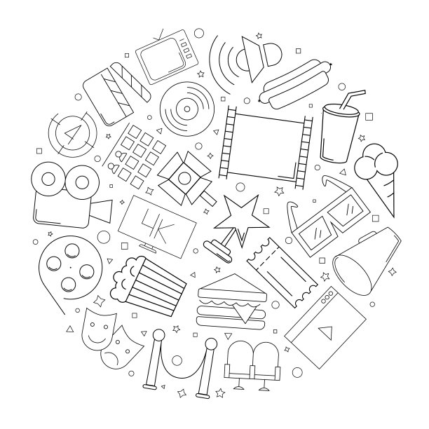 电影圈背景线图标图片下载
