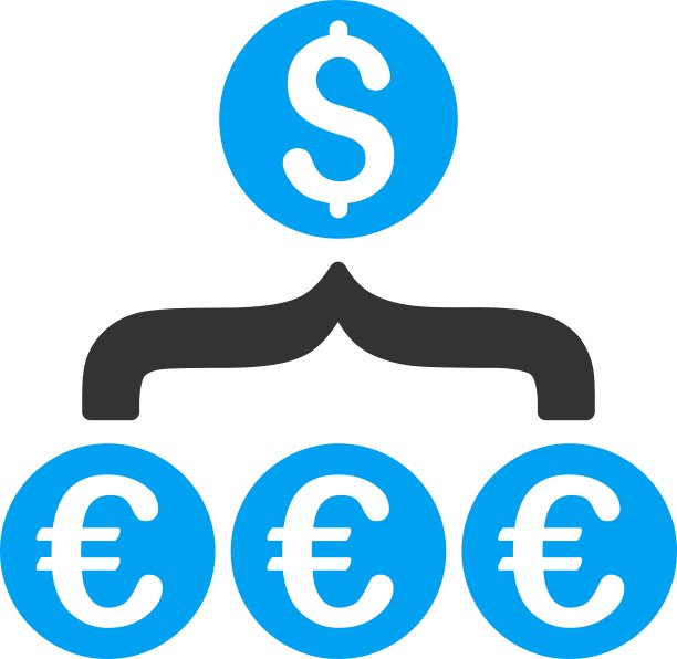 欧元美元转换聚合器平面图标图片下载
