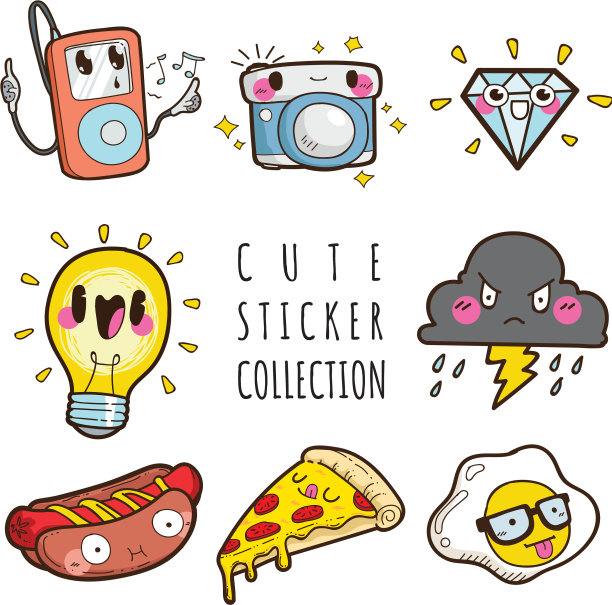 可爱的贴纸收集可爱的补丁图片下载