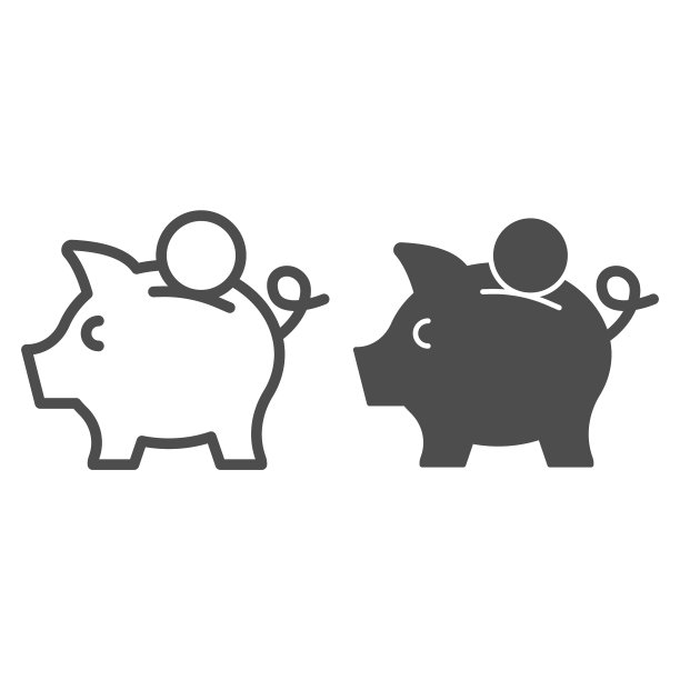 小猪线和字形图标省钱图片下载
