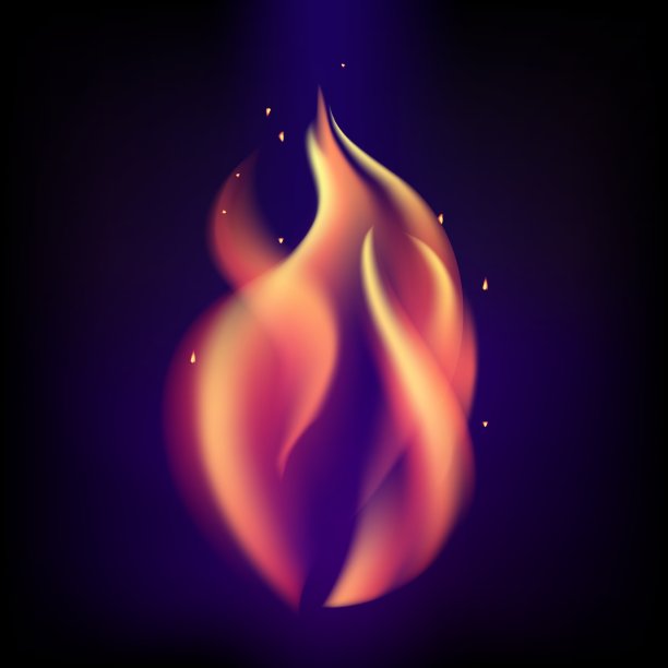 红色燃烧的火焰火焰在黑紫色的背景图片下载