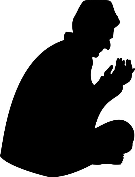 穆斯林偶像祈祷黑色平面风格简单图片下载